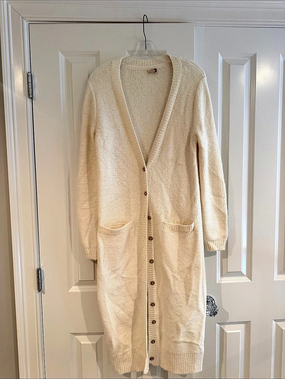 Pilcro Long Knit duster Cardigan in Cream Size Small